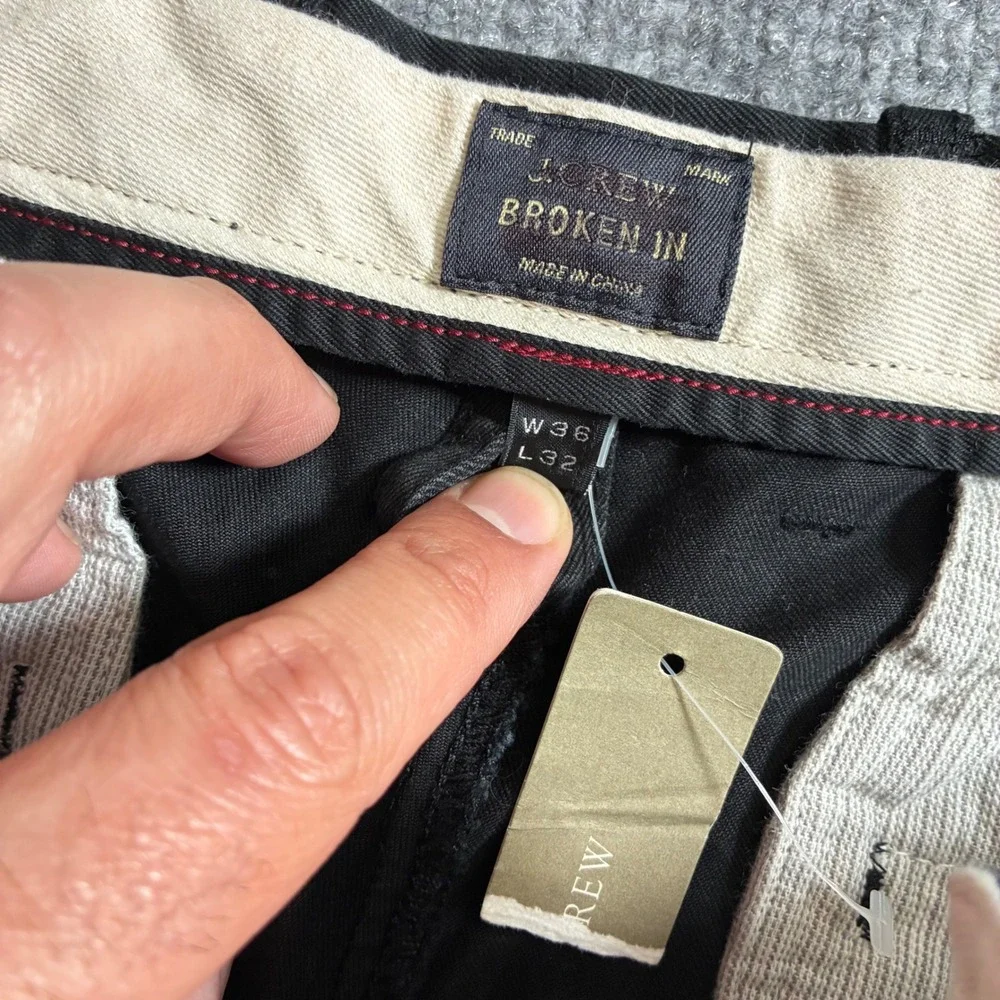 J.Crew 484 Slim Fit‎ Broken-In Chino Pants Mens 36x32 Black Good Cotton Twill